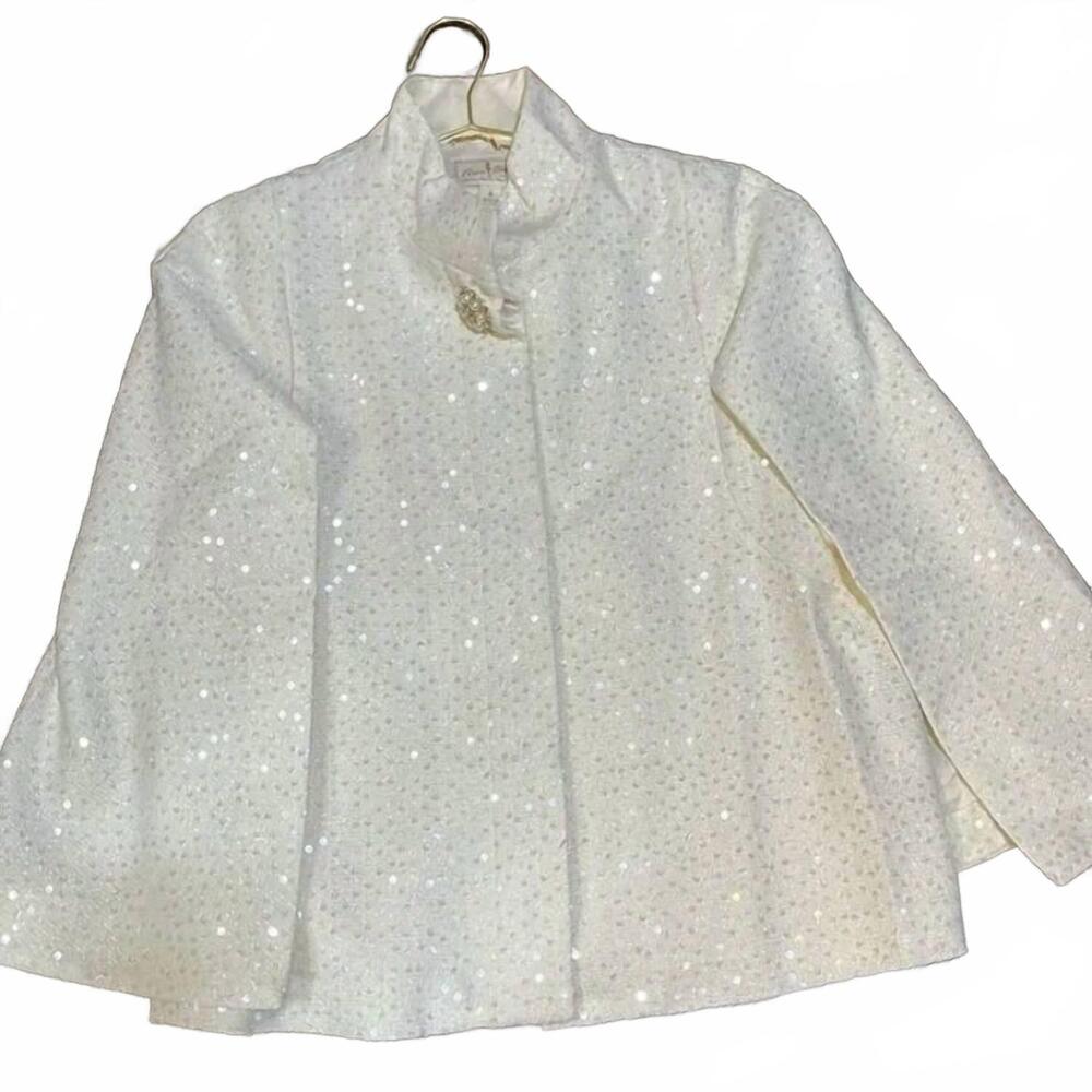 NEW FLORA BEA women's misha cape top in ivory bells